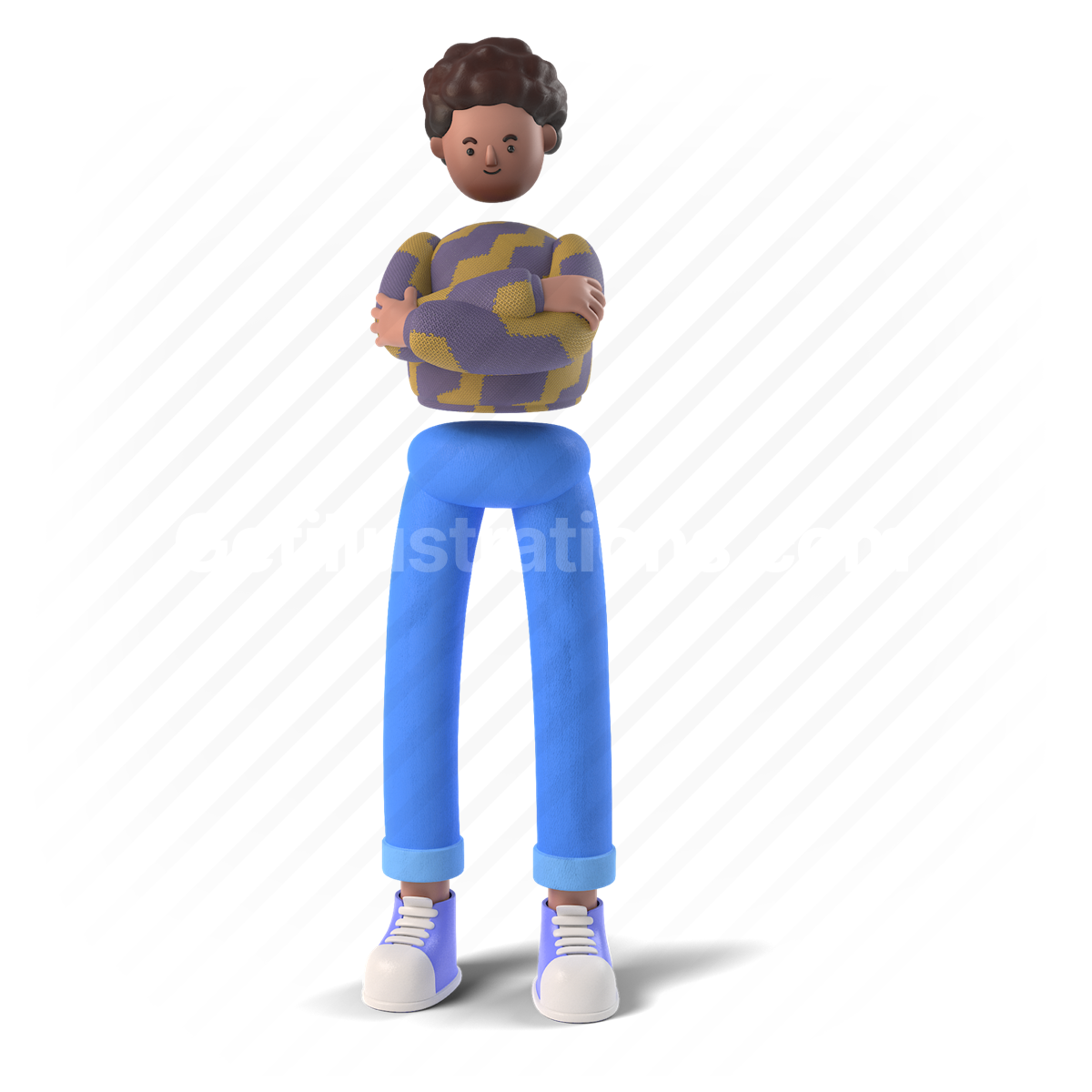3d, people, person, character, man, african american, shirt, arms crossed